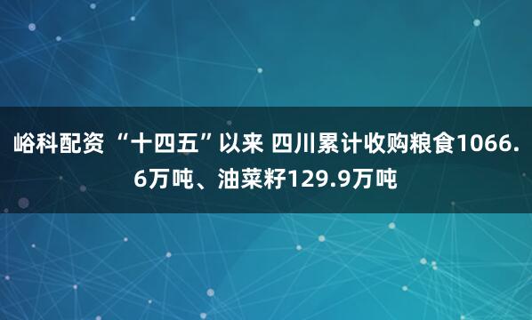 峪科配资 “十四五”以来 四川累计收购粮食1066.6万吨、油菜籽129.9万吨